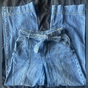 Retro style high rise wide leg jeans